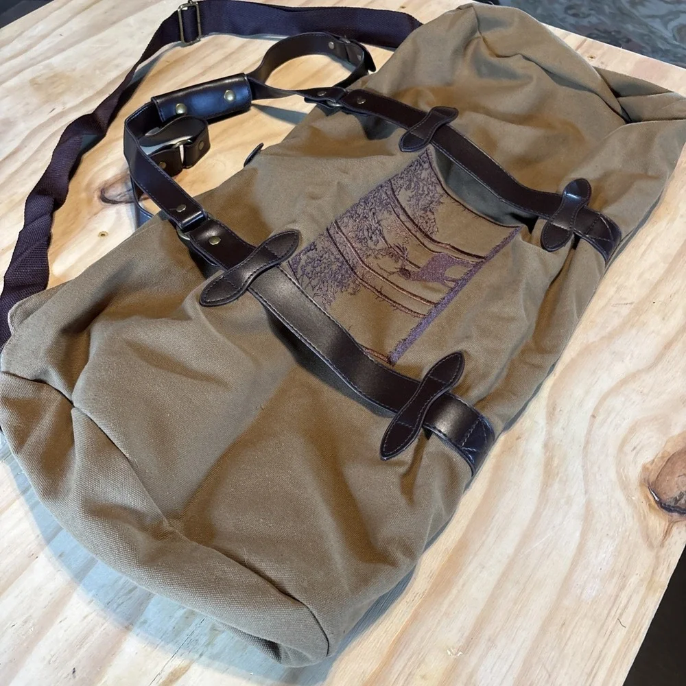 Woodland Creek Deer Embroidered Canvas Duffle Bag 20